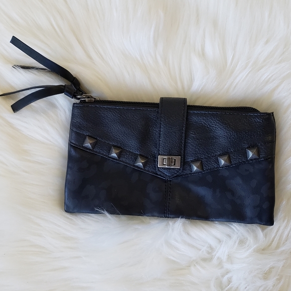Miss Me Handbags - B2G1 Miss Me Black Studded Double Pouch Clutch